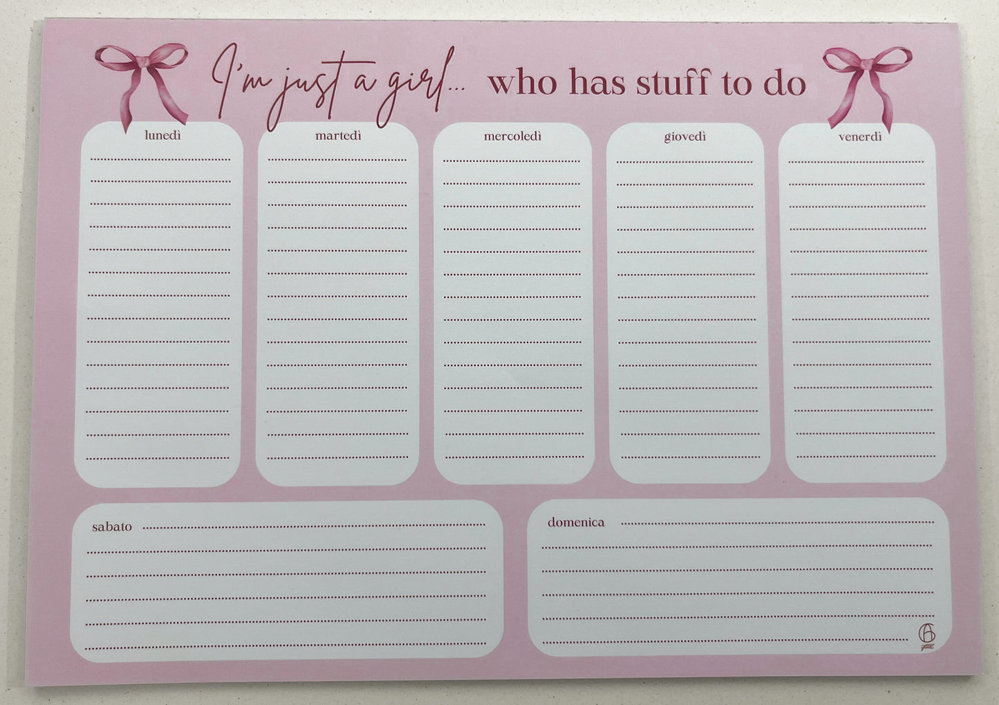 Planner da tavolo rosa