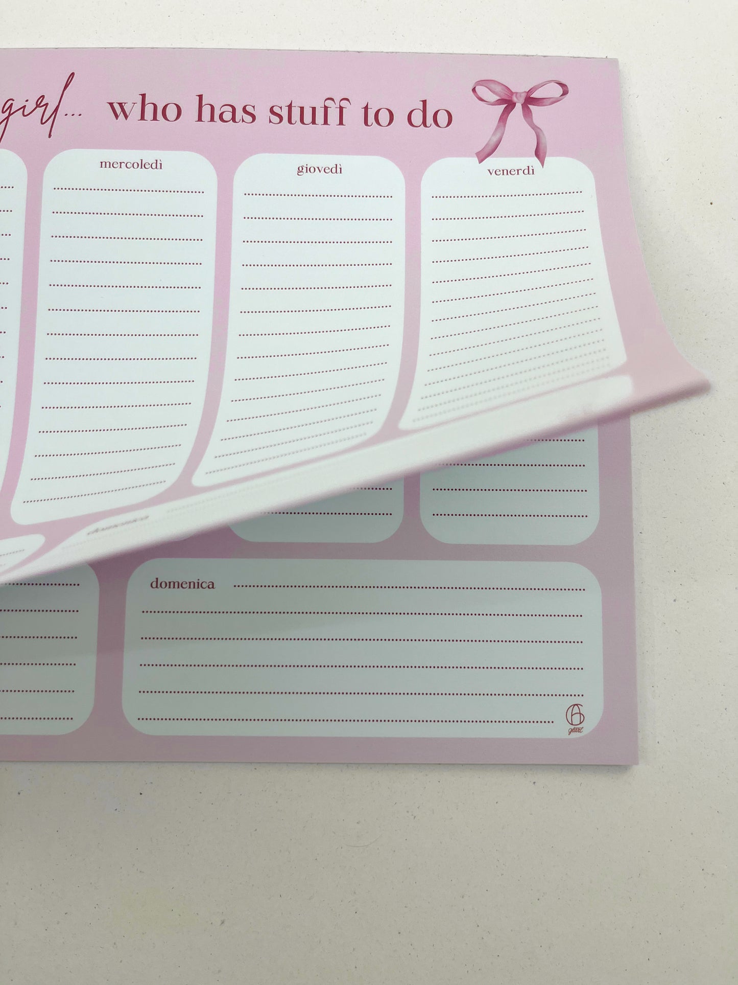 Pink table planner